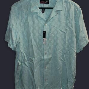 JF J.Ferrar Aqua Short Sleeve Dress Shirt